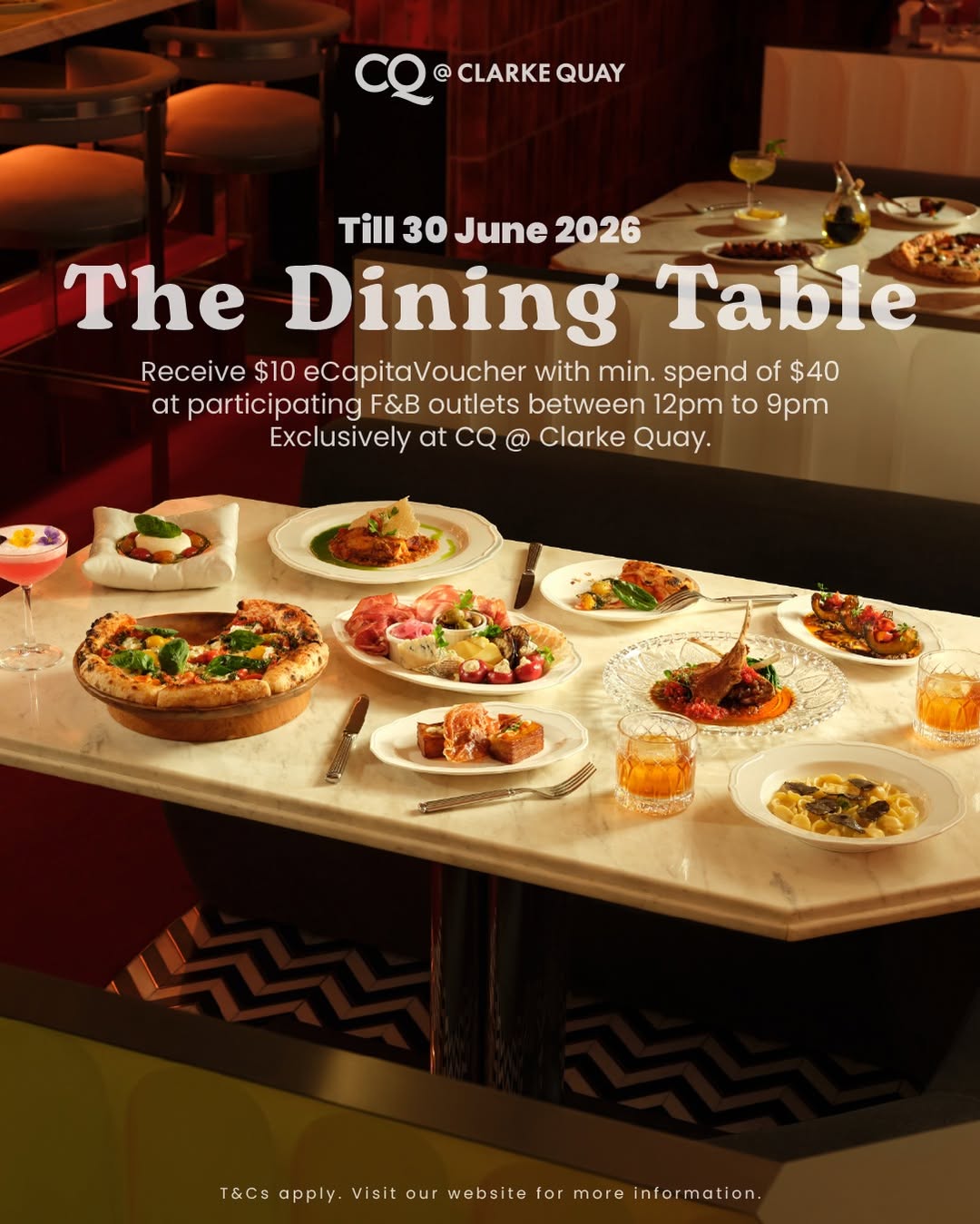 Promotional banner for The Dining Table campaign at CQ Clarke Quay