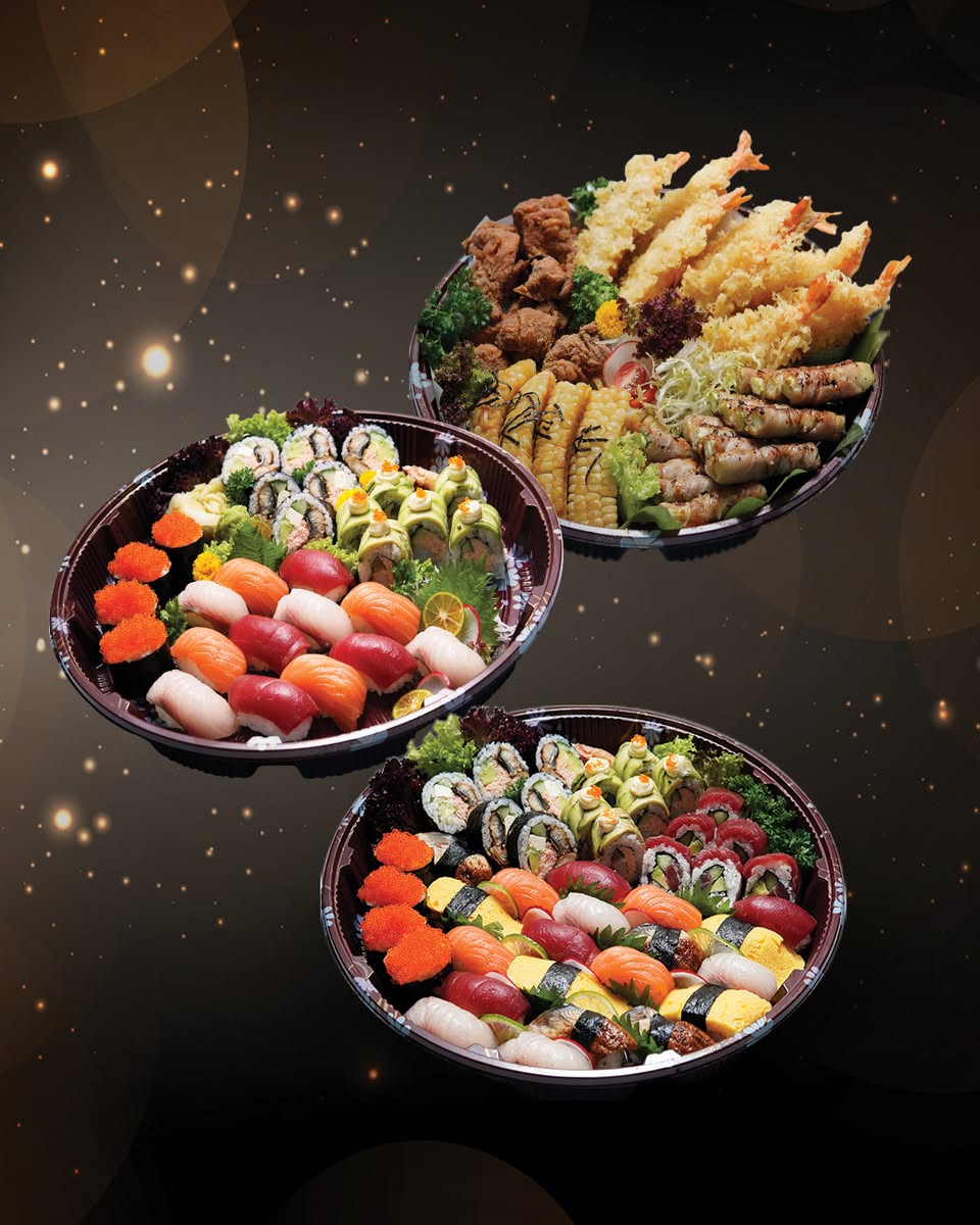 A spread of delicious holiday takeaway platters