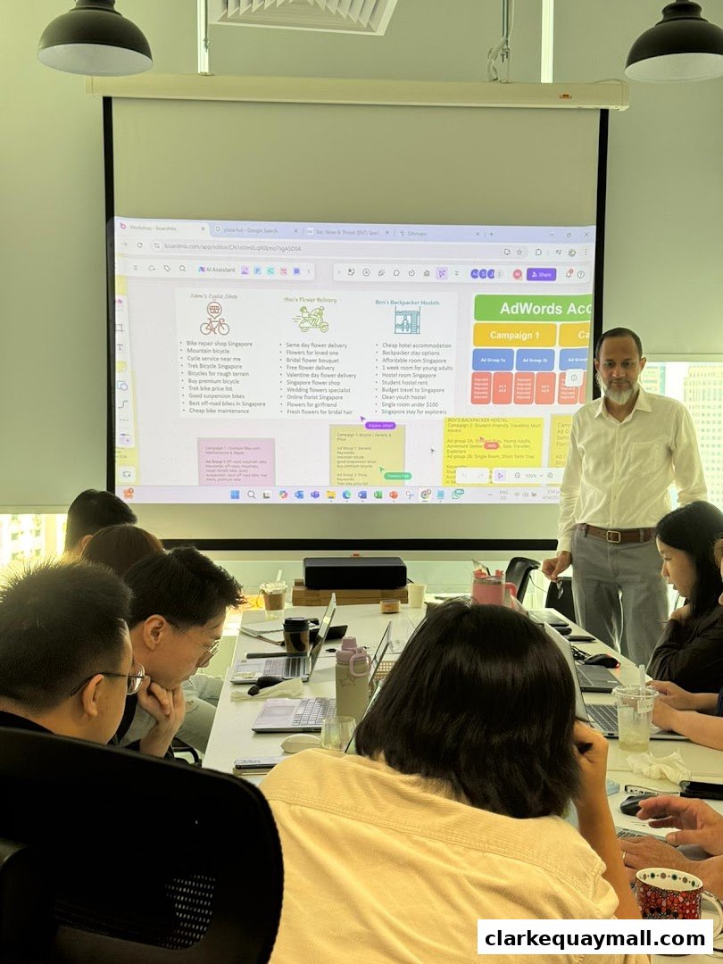 A group of people attending a presentation on digital marketing strategies.