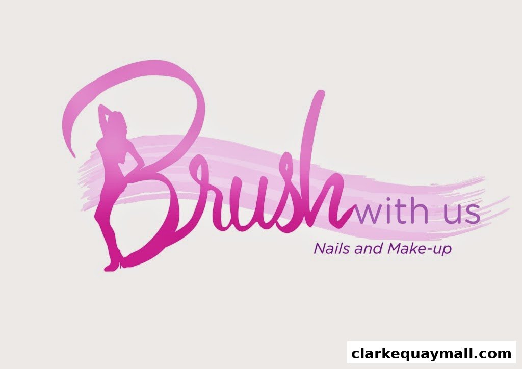 Logo for 'Brush With Us' featuring stylized text and a silhouette of a woman.
