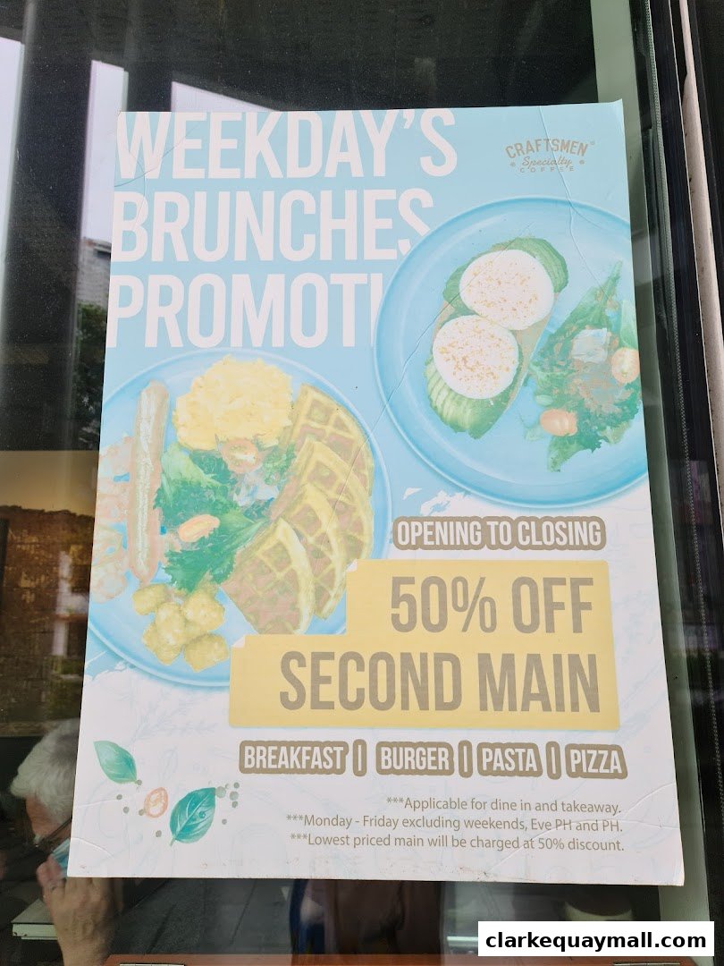 A promotional poster for Craftsmen Coffee's weekday brunch promotion.