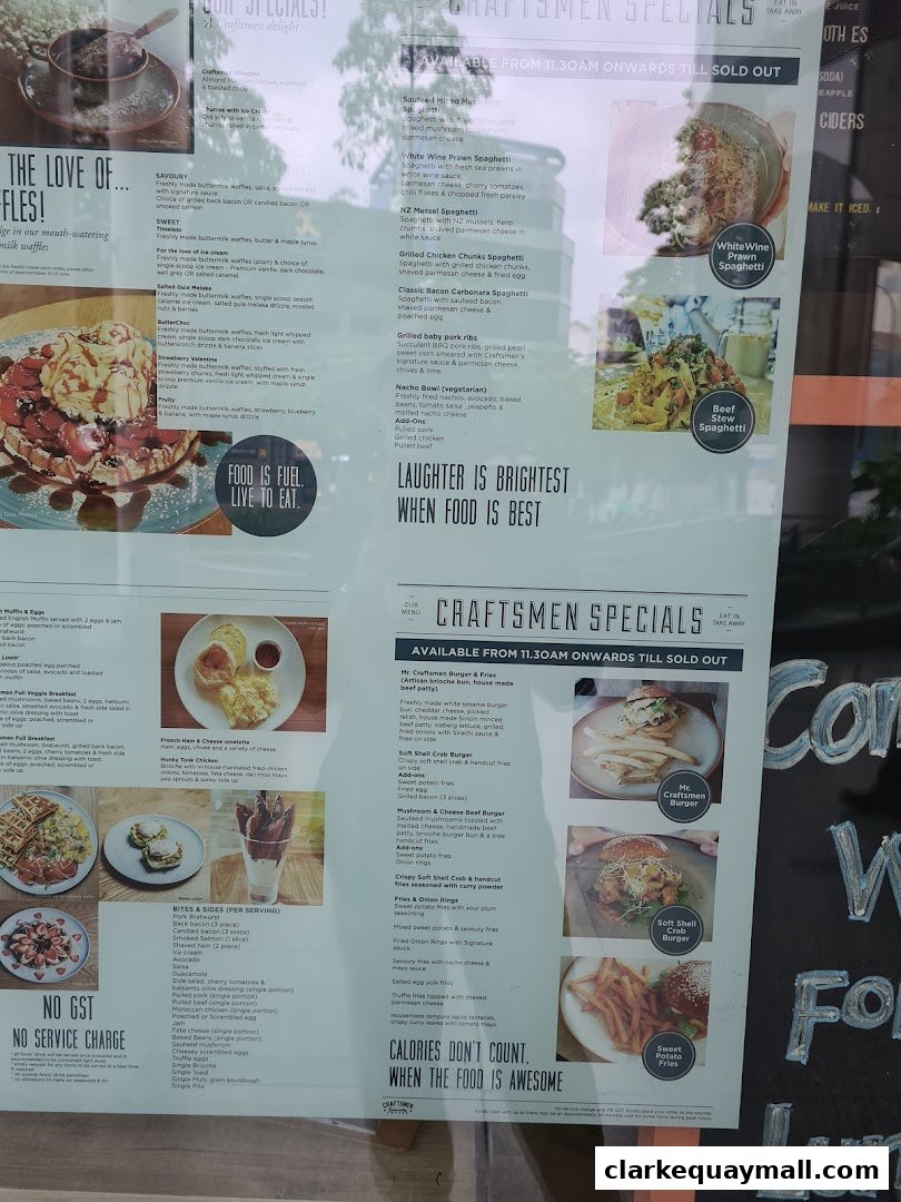 A menu board displaying various food and drink specials with accompanying images.