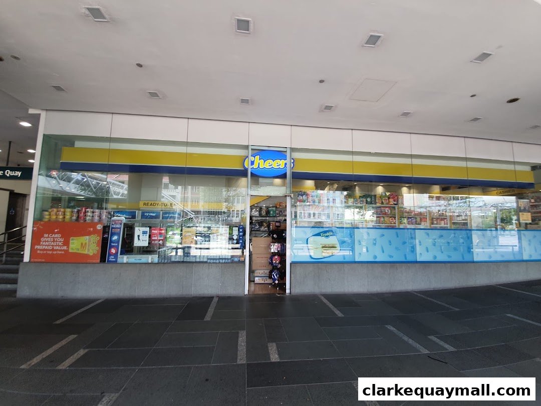 The exterior of a Cheers convenience store, also serving as a DHL Express Service Point.