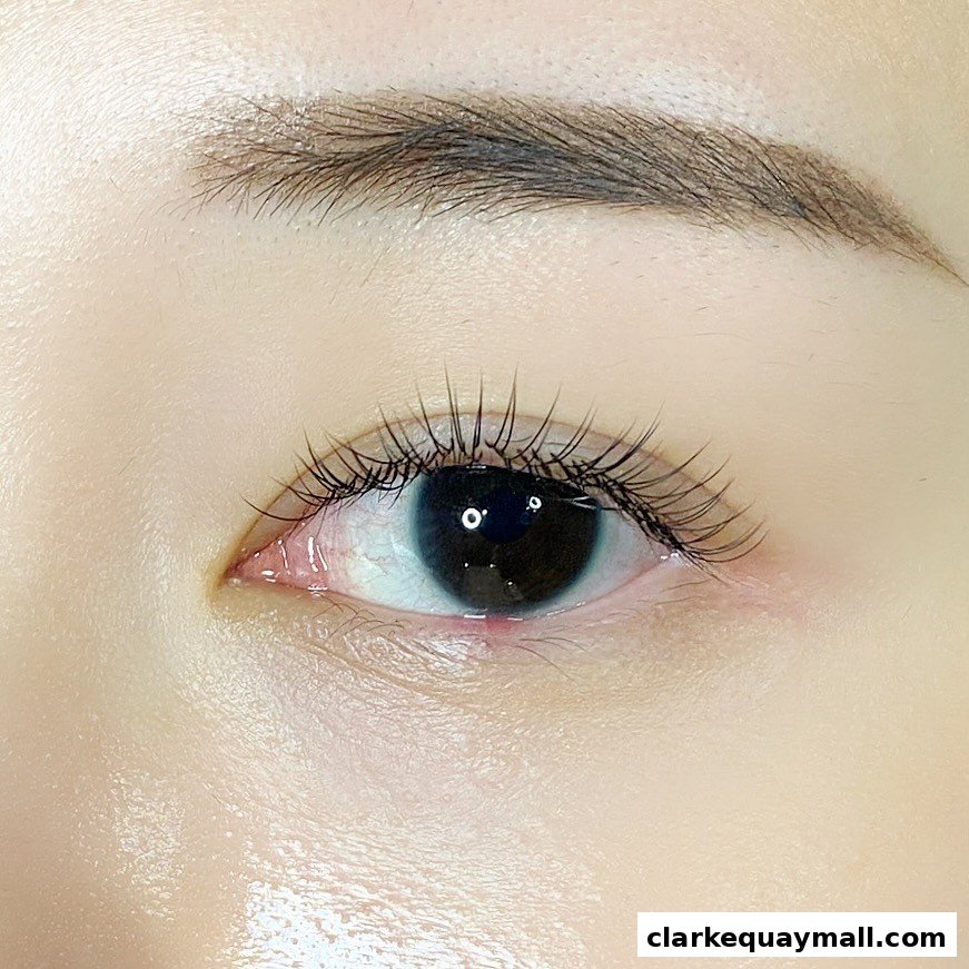 A close-up shot of a person's eye with beautifully applied eyelash extensions.