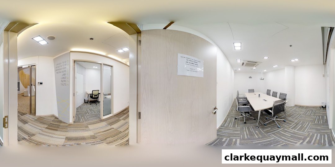 Interior view of a modern office space with meeting rooms and a conference room.