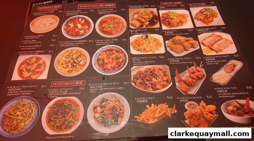A menu from Fu Lin - Clarke Quay featuring various Chinese dishes with images and prices.