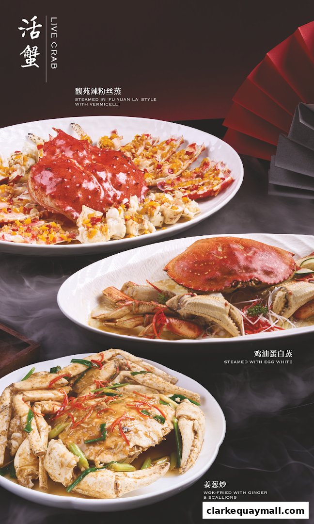 Three plates of delicious crab dishes, showcasing different cooking styles.