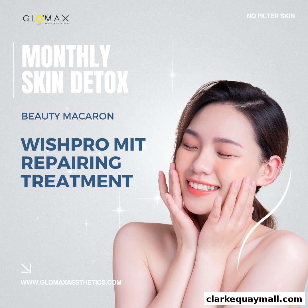 A smiling woman with her hands on her face, promoting a skin treatment.