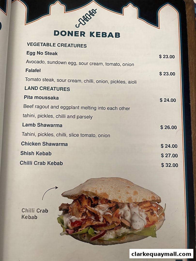 A menu page from Grand Konak Turkish and Lebanese Restaurants featuring Doner Kebabs.