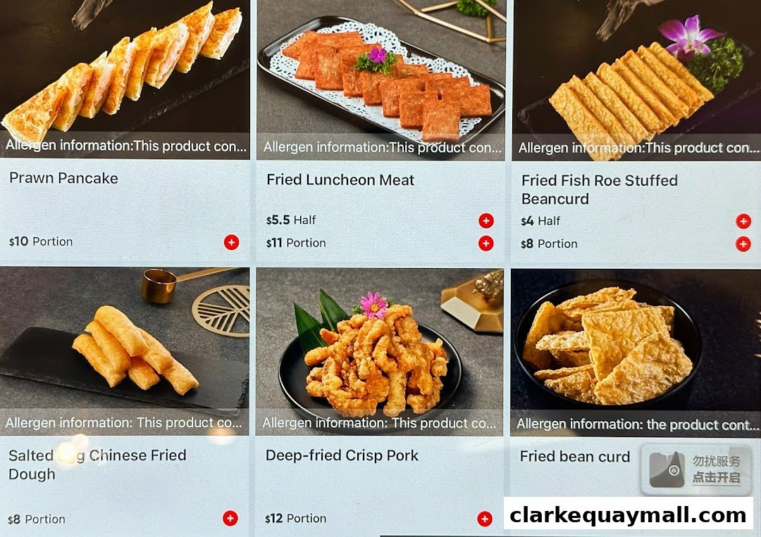 A selection of popular dishes from Haidilao Hot Pot, including fried items and pancakes.