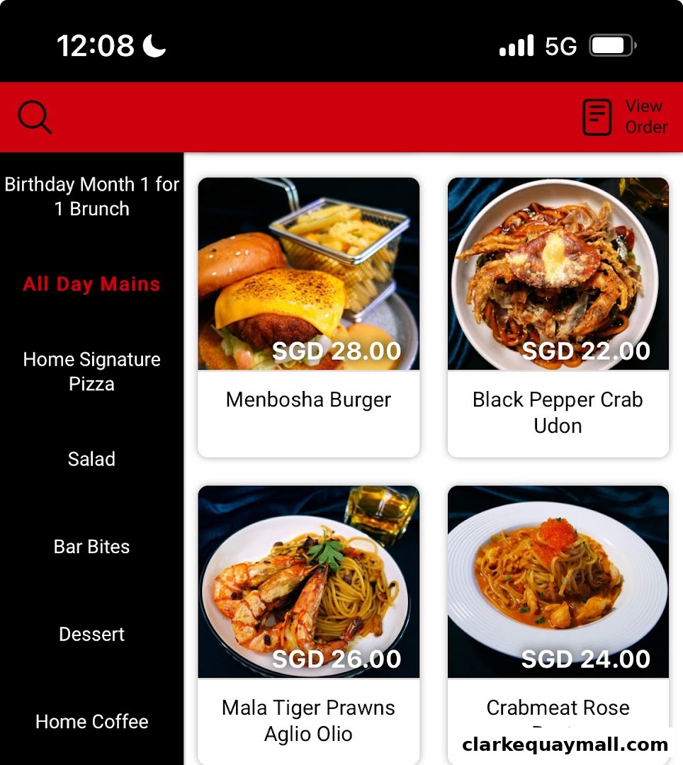A digital menu showcasing various dishes with prices and images.