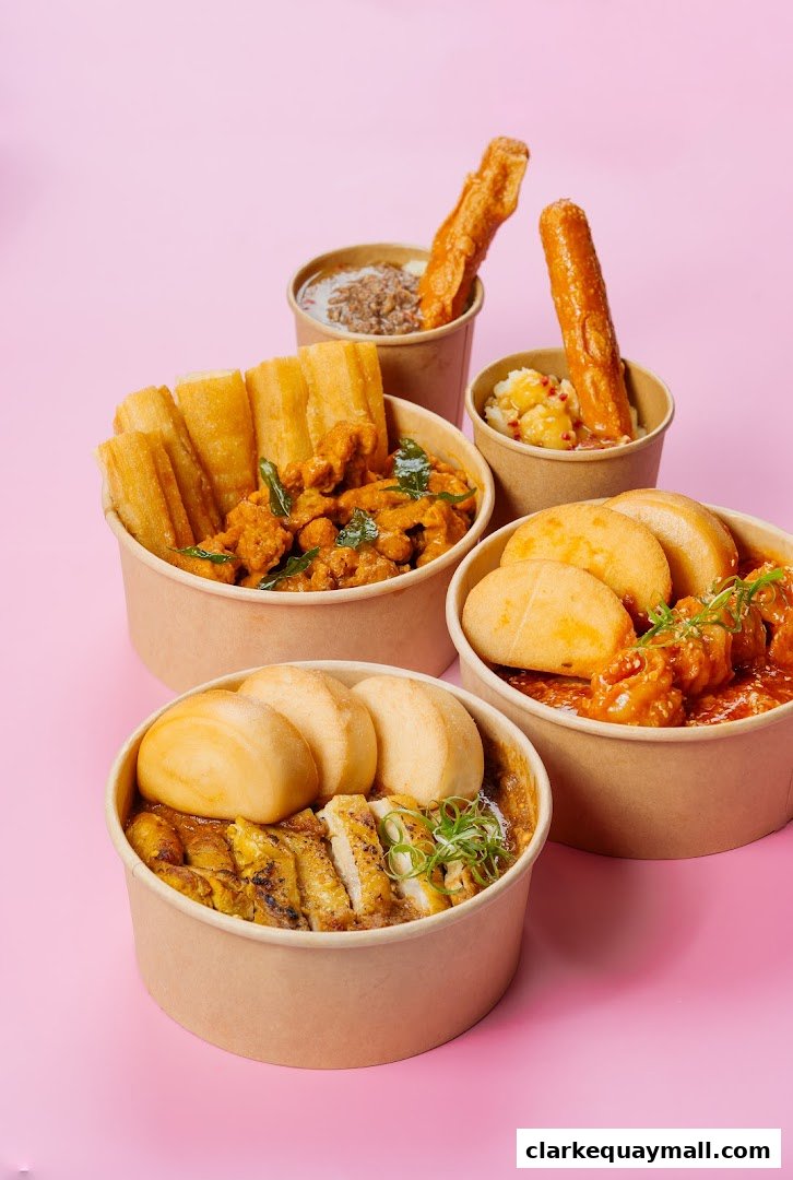 A collection of delicious food bowls with various toppings and sides, presented against a pink background.