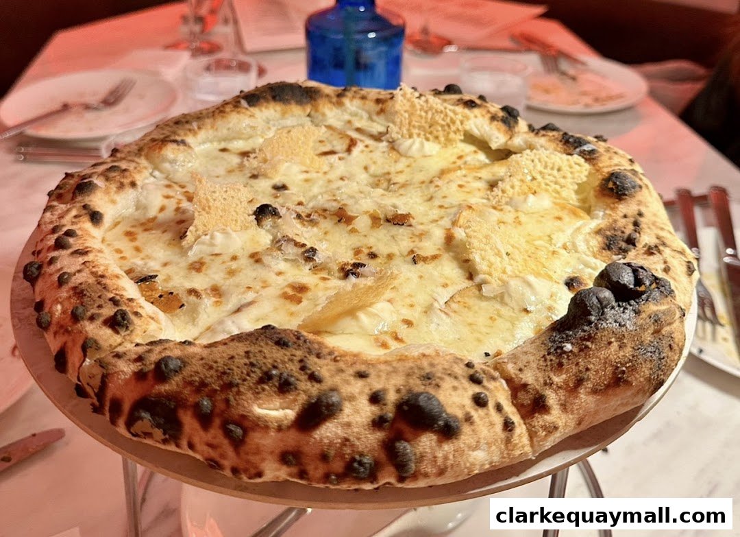 A close-up of a delicious-looking pizza with a golden crust and melted cheese.