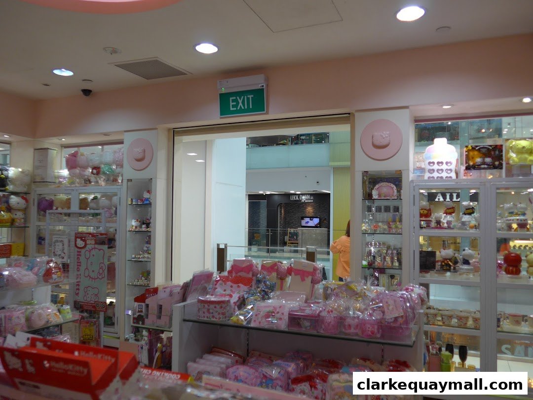 A brightly lit gift shop filled with Hello Kitty merchandise and other cute items.
