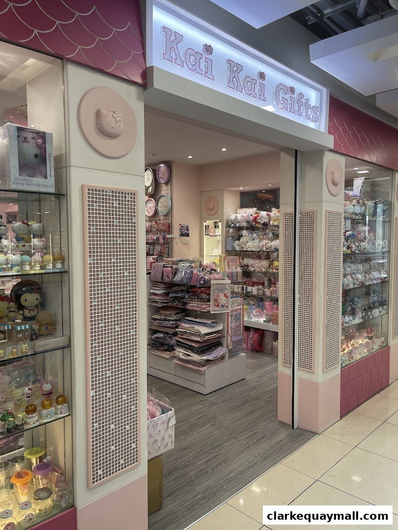 The entrance to Kai Kai Gifts, a shop filled with cute merchandise, featuring Hello Kitty.
