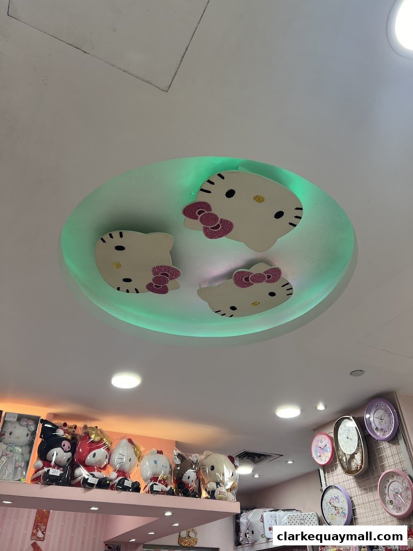 Interior of Kai Kai Gifts shop with Hello Kitty themed decor and merchandise.