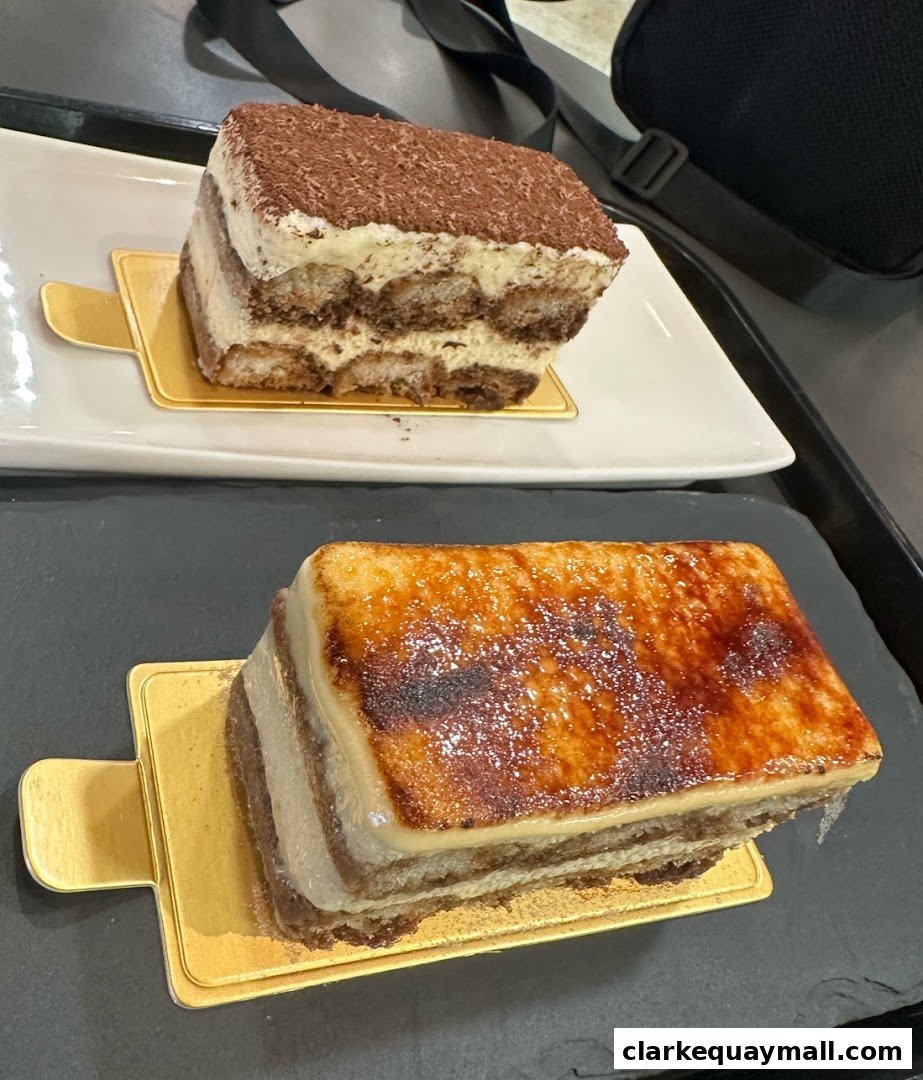 Two delicious tiramisu desserts, one classic and one with a caramelized top.