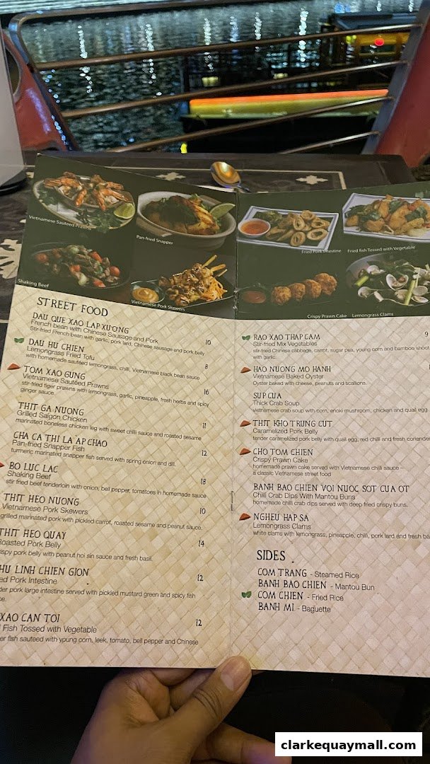 A menu from Little Saigon featuring Vietnamese street food and other dishes.