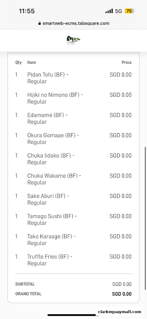 A digital menu from Mitsuba Japanese Restaurant showing various Japanese dishes and their prices.