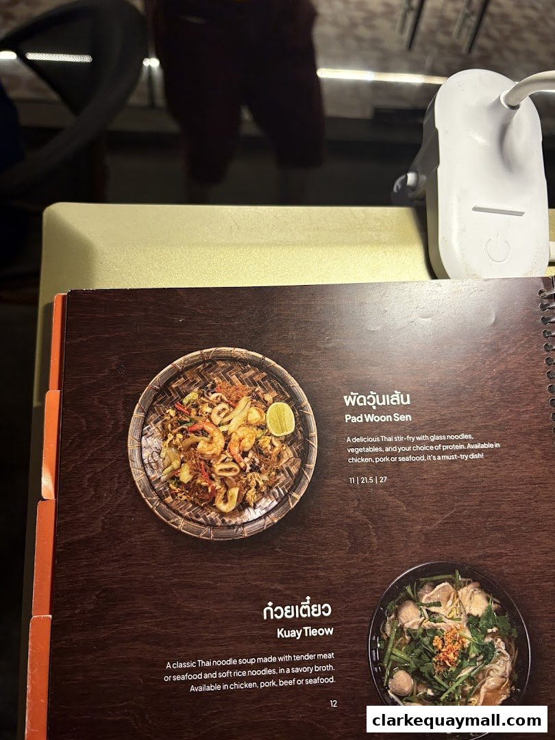 A menu page from Nana Thai Royale featuring Pad Woon Sen and Kuay Tieow dishes.