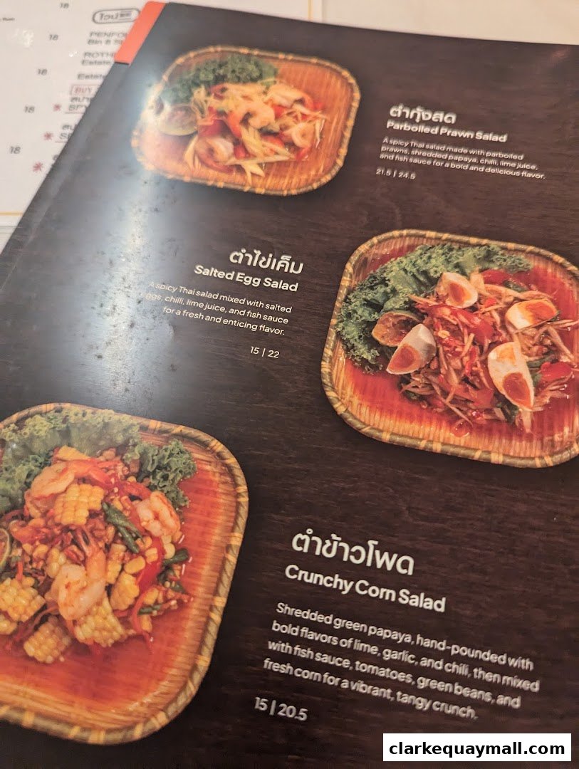 A menu page from Nana Thai Royale featuring three Thai salad dishes with descriptions and prices.