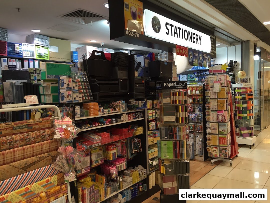 Interior view of a well-stocked stationery shop with various office and craft supplies.