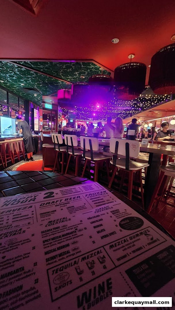 A menu for Señor Taco Clarke Quay with drinks and cocktails listed.
