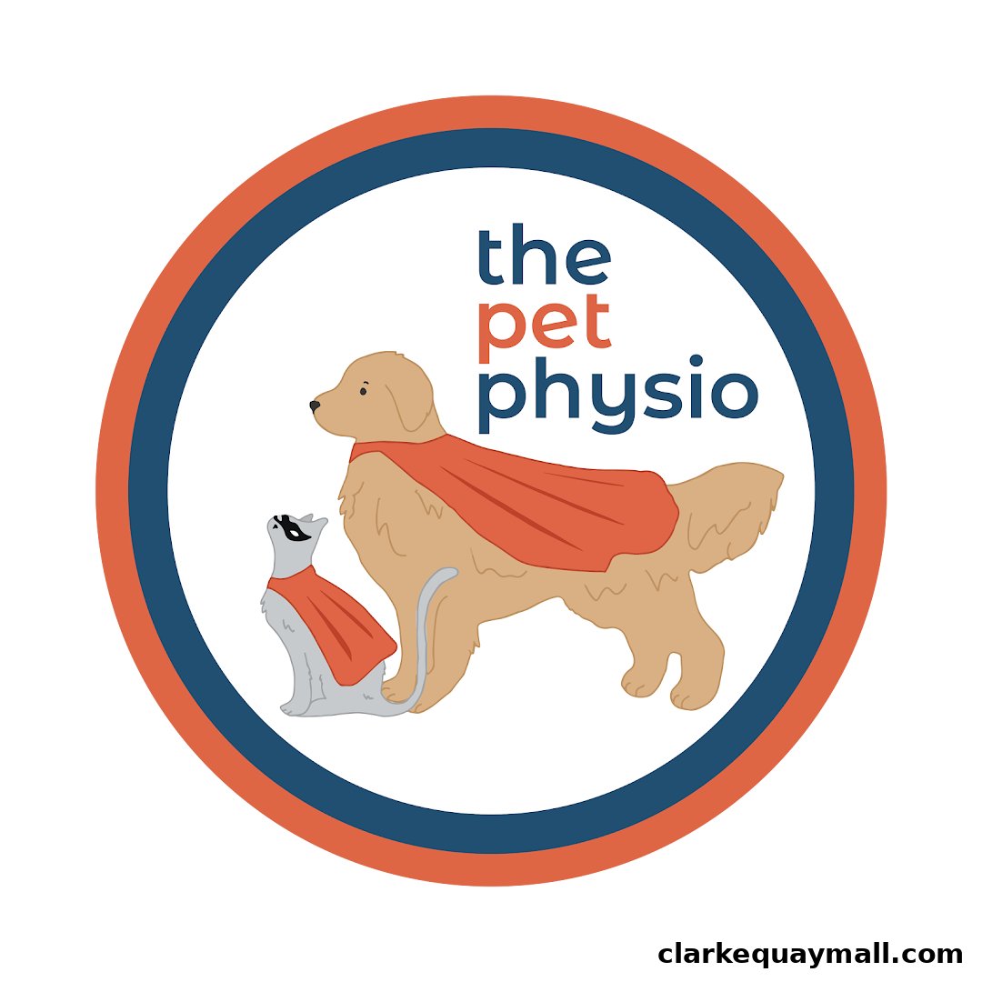 Logo for 'The Pet Physio' featuring a dog and cat wearing superhero capes.