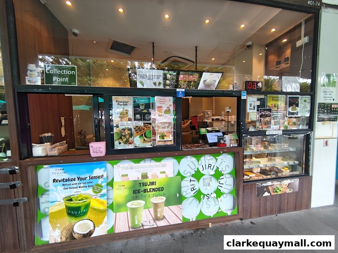 The storefront of TSUJIRI The Central Store, featuring matcha drinks and desserts.