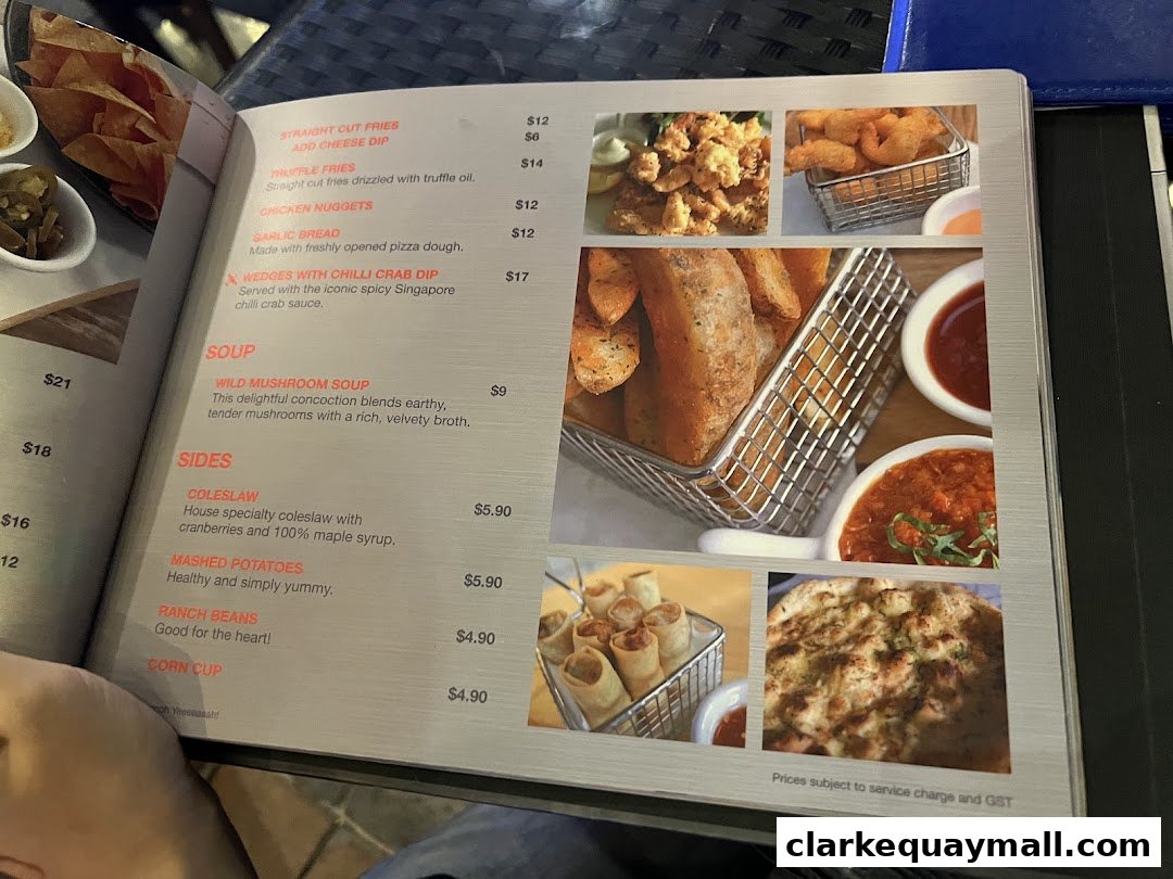 A menu page from Wings Bar & Grill featuring appetizers, soup, and sides with accompanying images.