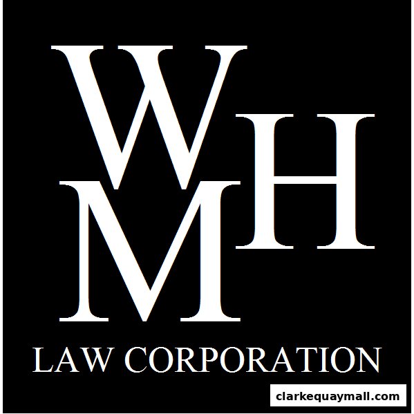 The WMH Law Corporation logo features large white letters WMH on a black background.