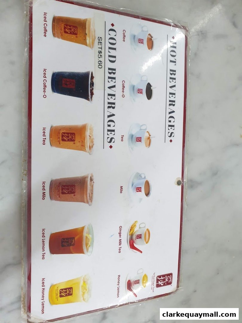 A menu featuring hot and cold beverages from Ya Kun Kaya Toast.