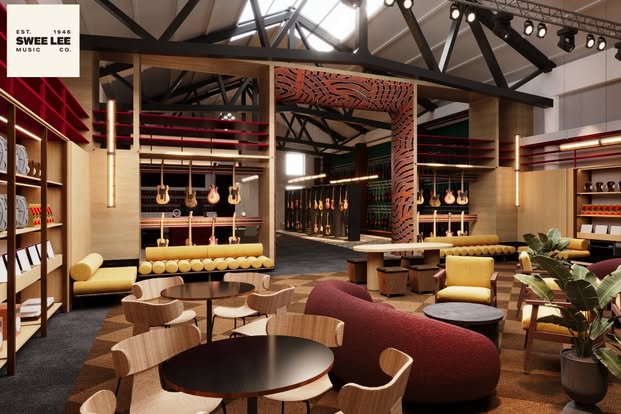 A modern seating area overlooking the water at the newly transformed riverside.