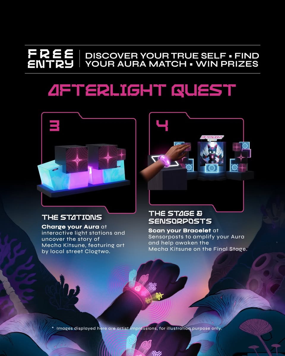 Musician performing amidst interactive visuals at the AFTERLIGHT event