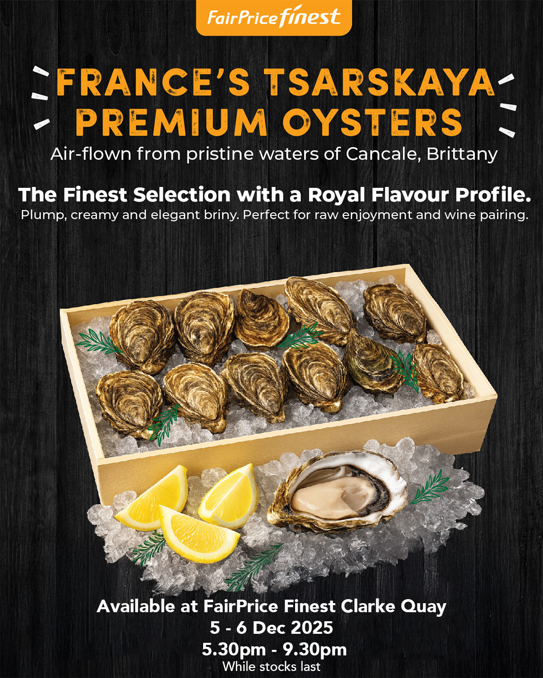 Fresh Tsarskaya Oysters ready for shucking